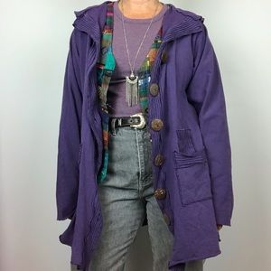 Fenini Purple Lagenlook Cardigan Jacket Boho